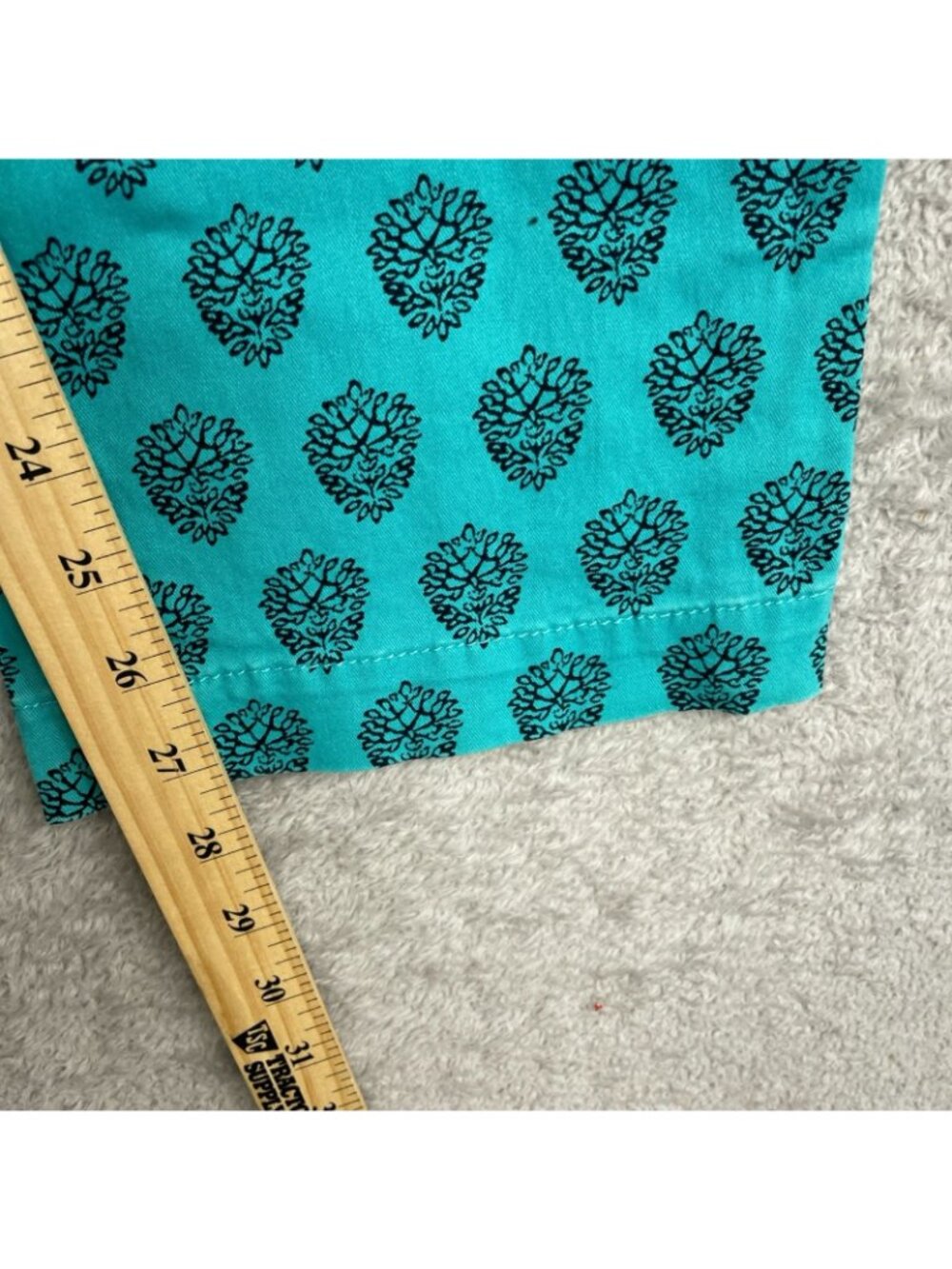 Talbots Women's 14 The Daily Ankle Chino Pants Turquoise Pinecone Print P0548 - Picture 5 of 11